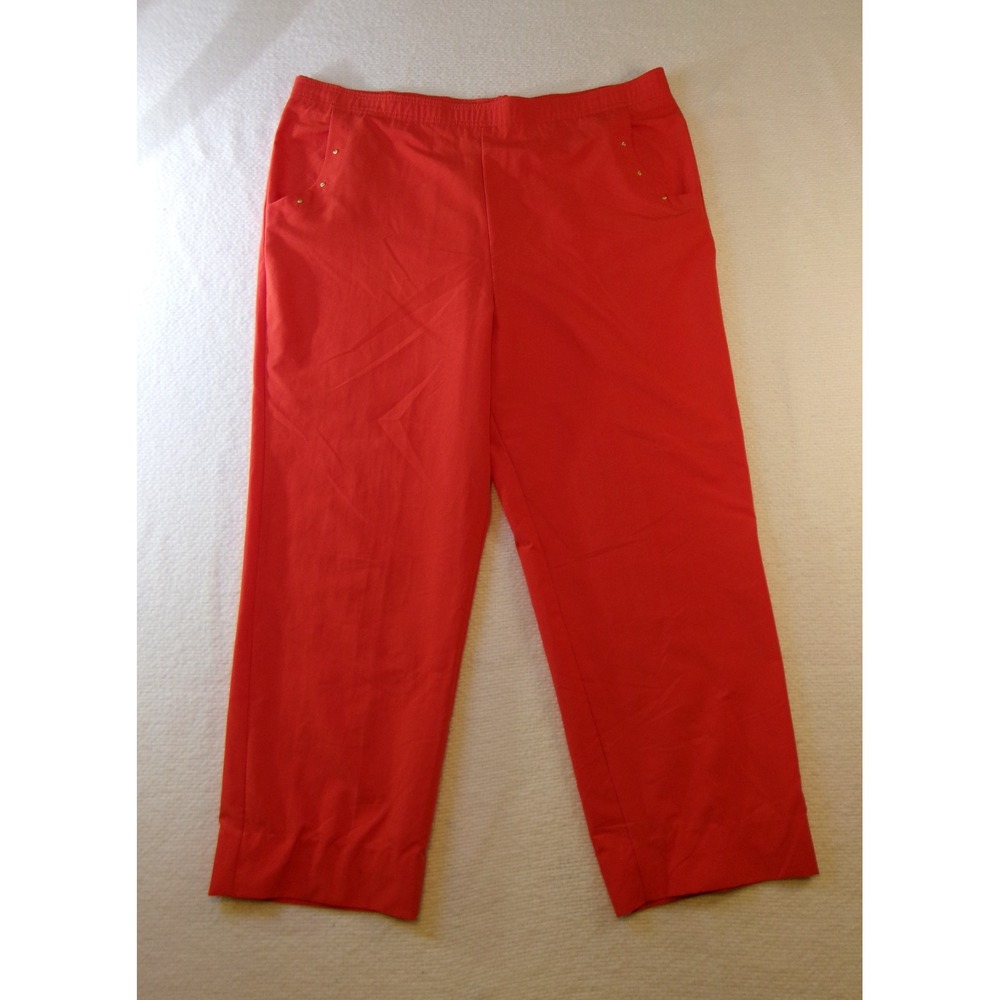 Lucia Womens Red Elastic Waist Straight Leg Pull On Pants Size‎ 18 Made in USA